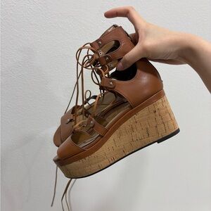 Coach Brown Platform Wedge Sandals